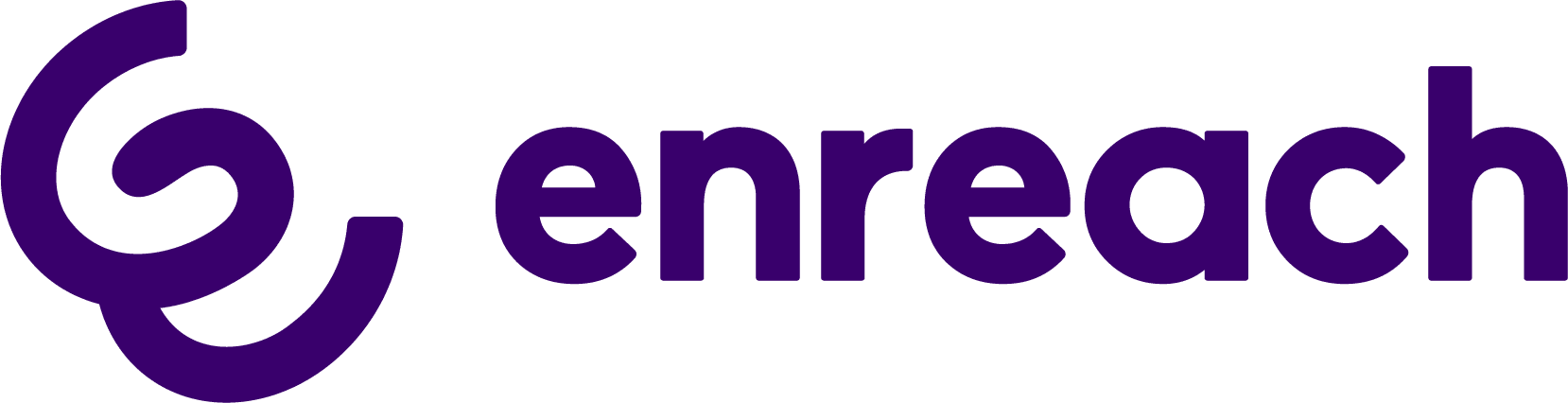 Enreach logo med lilla tekst og grøn baggrund